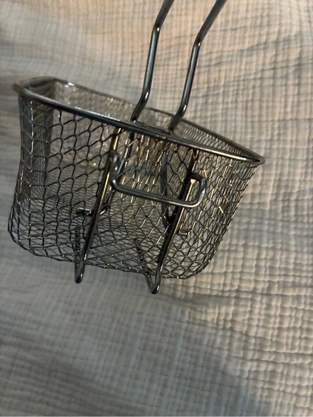 Black Handle Stainless Steel Fry Basket - Home Kitchen